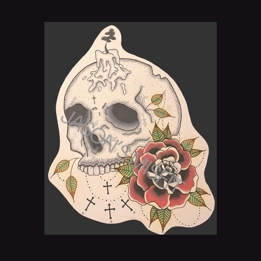 Skull-n-Rose Sticker